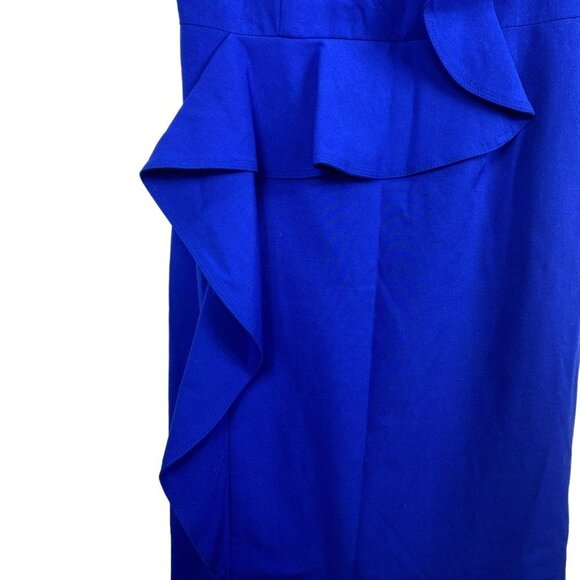 Calvin Klein Royal Blue Ruffle Sheath Dress Size 8 - Picture 4 of 15